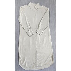 Banana Republic Women's Linen Rayon Midi Shirtdress Natural Color Sz Medium